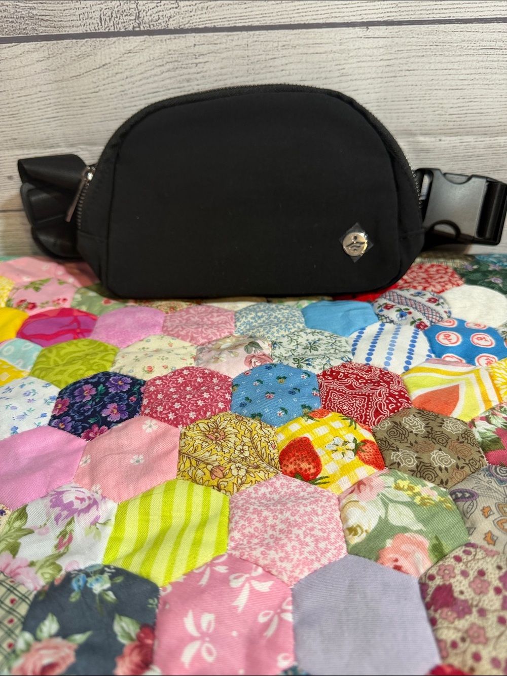 Halara Black Waist Bag with Silver Accent